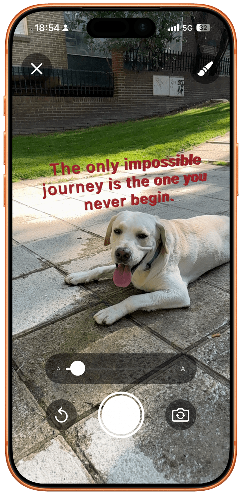 Inspired AR mode placing a quote in the real world